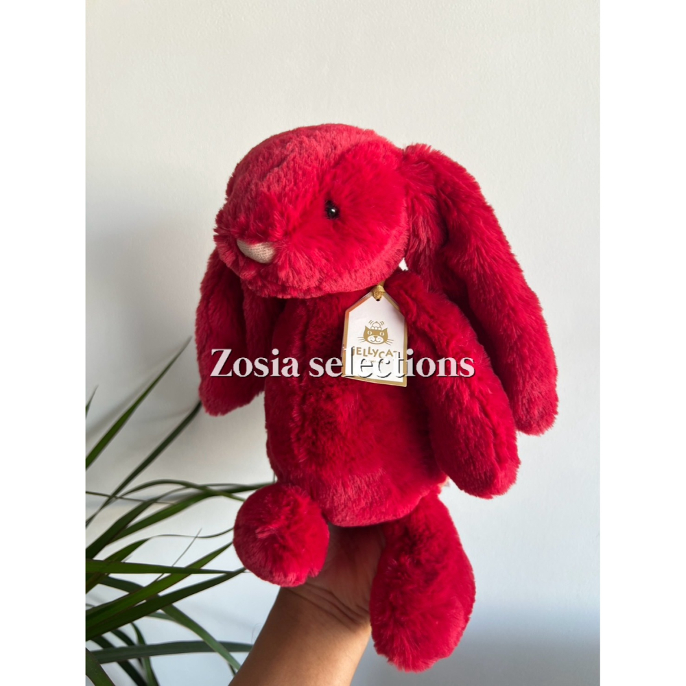 🇫🇷法國直送 Jellycat✨金標_莓果紅兔 Bashful Luxe Bunny Scarlett 兔子娃娃-細節圖4