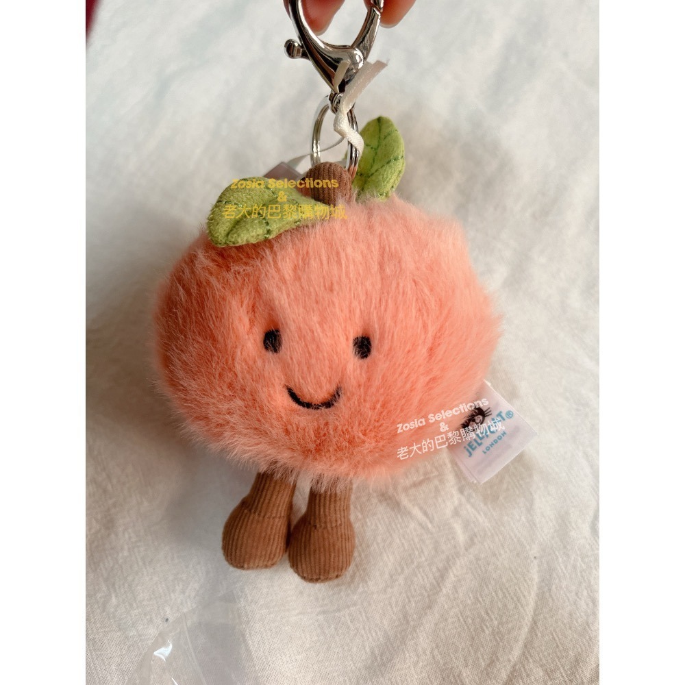 🇫🇷法國直送 Jellycat 水蜜桃吊飾 桃子吊飾  Peach Bag Charm [吊飾/鑰匙圈]-細節圖2