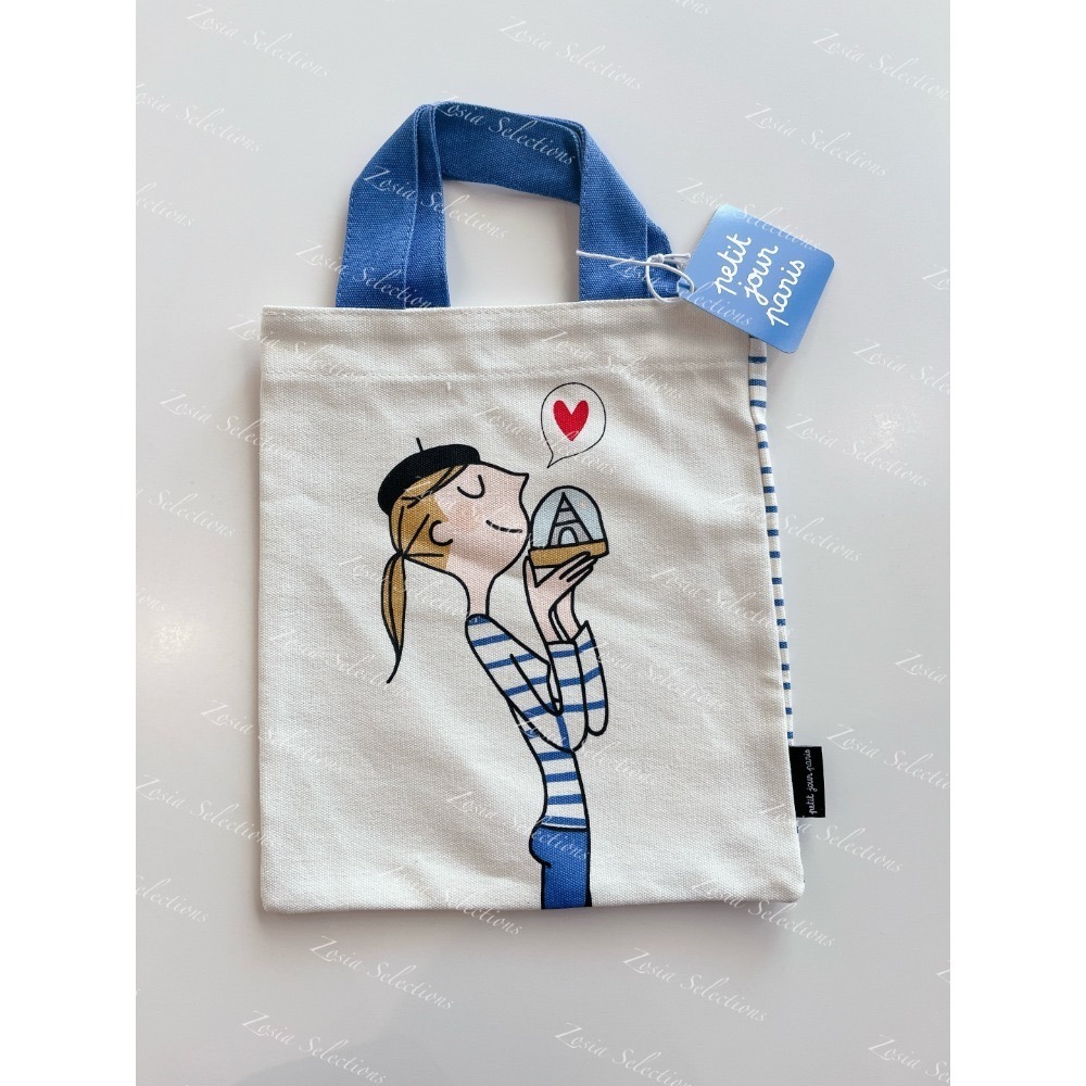 🇫🇷法國 petit jour paris 帆布包 女孩的藍色浪漫巴黎 包包 提袋 肩背包-規格圖3