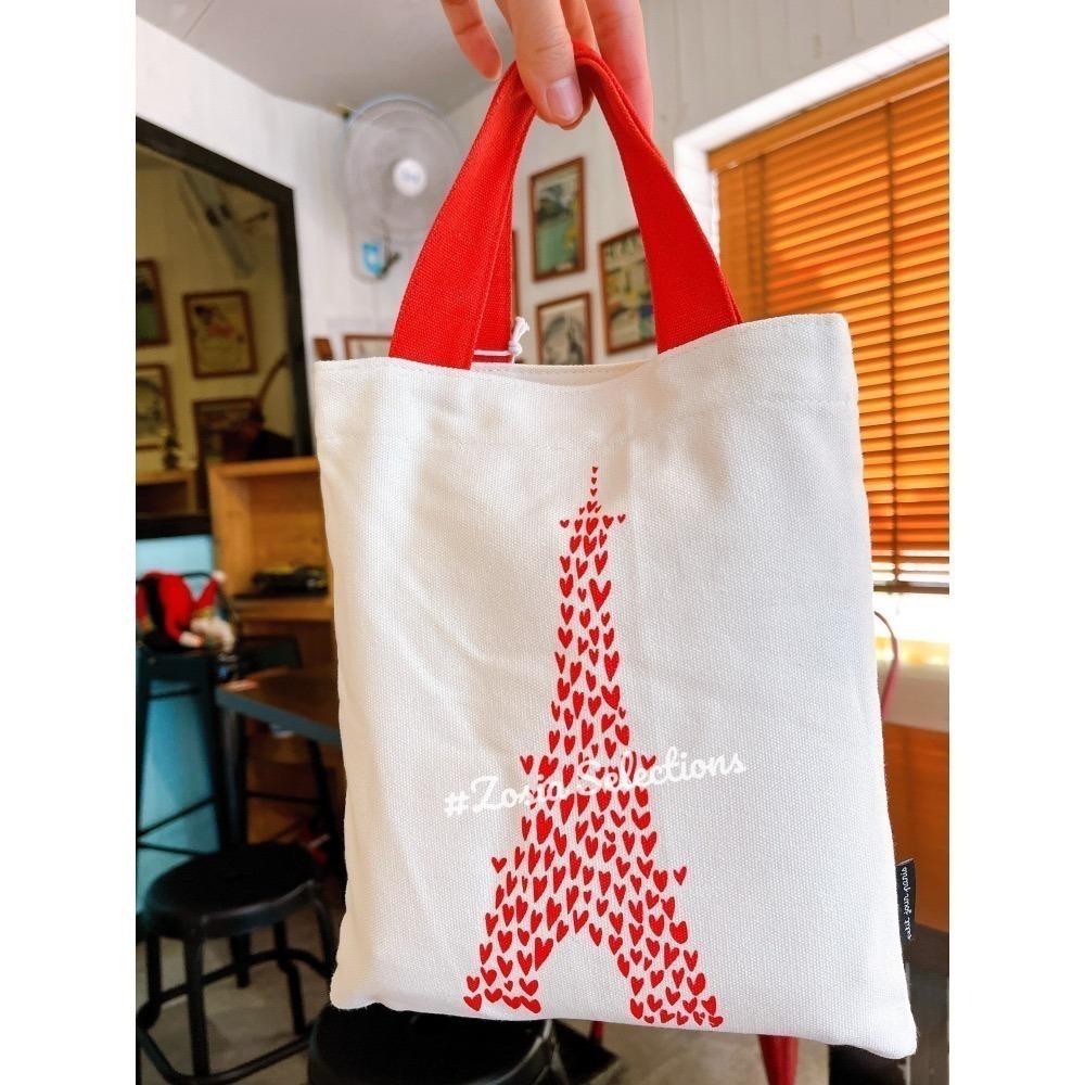 🇫🇷法國品牌 帆布包  J＇aime PARIS我愛巴黎 巴黎鐵塔 愛心圖案 包包 提袋 肩背包-細節圖3