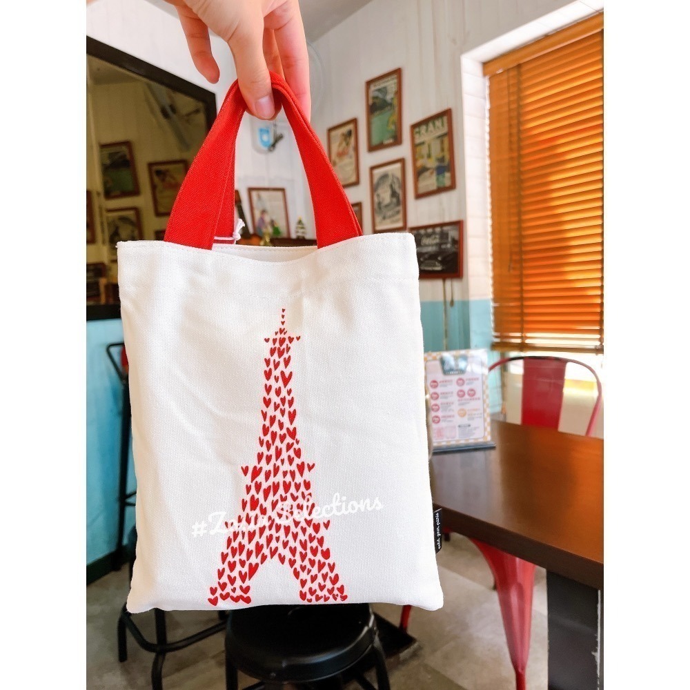 🇫🇷法國品牌 帆布包  J＇aime PARIS我愛巴黎 巴黎鐵塔 愛心圖案 包包 提袋 肩背包-細節圖4