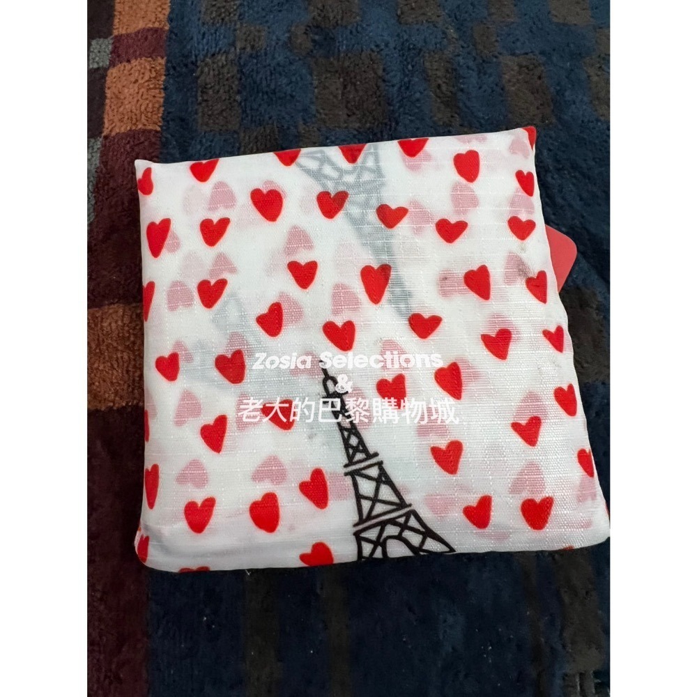 🇫🇷法國品牌 可摺疊購物袋 巴黎鐵塔 紅色愛心滿版 環保購物袋 輕便好收納-細節圖3
