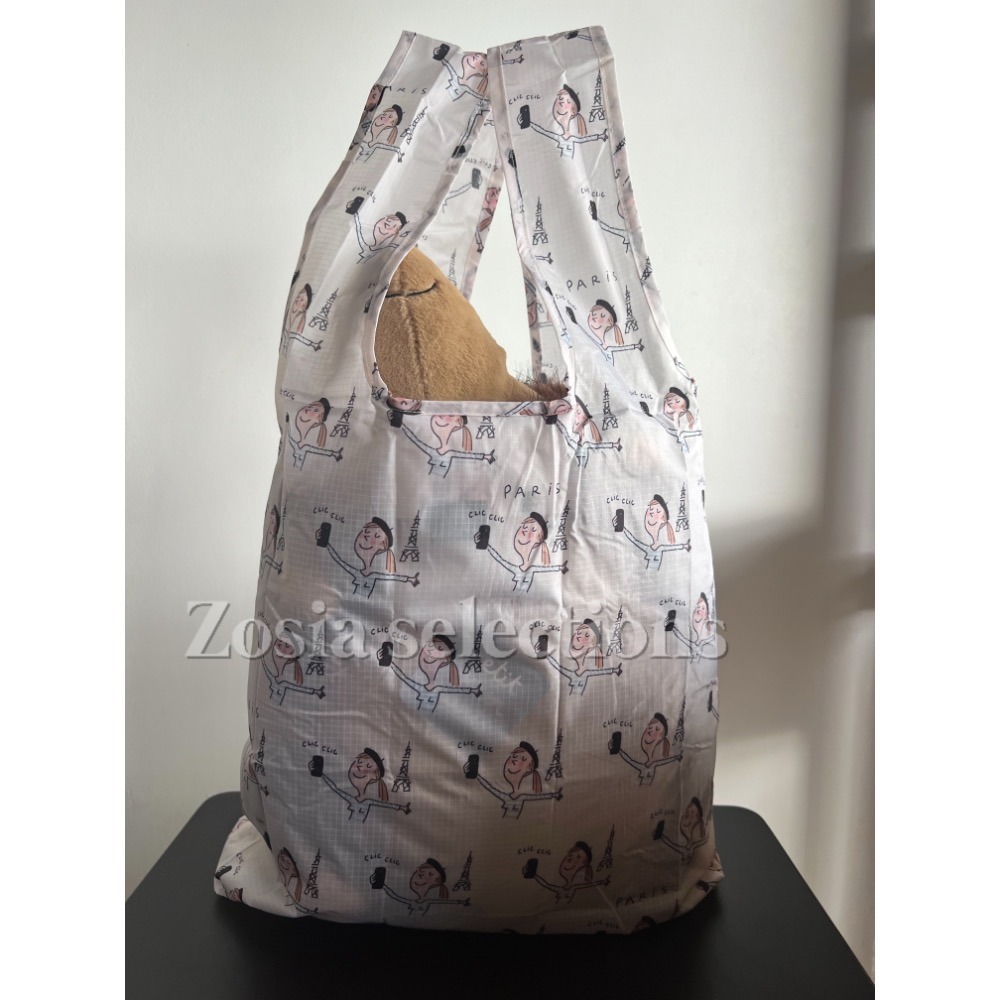 🇫🇷法國品牌 可摺疊購物袋 女孩漫遊巴黎 環保購物袋 輕便好收納-細節圖2