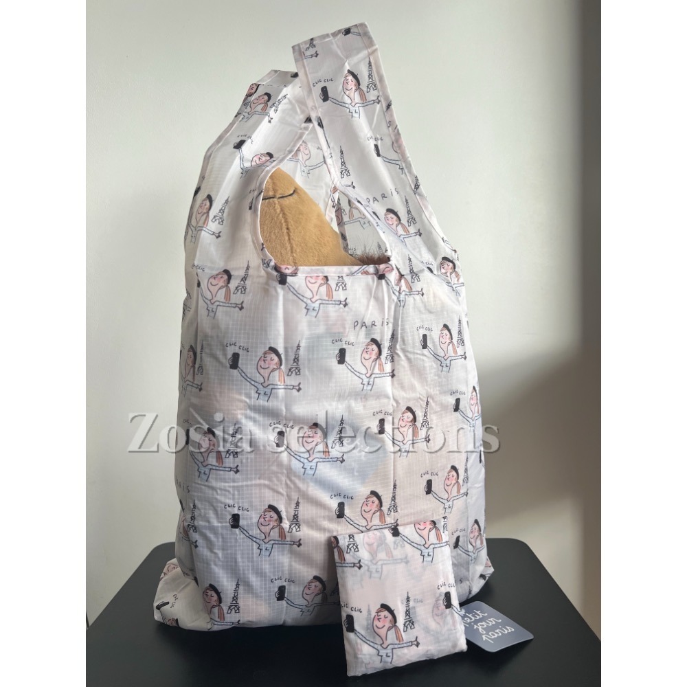 🇫🇷法國品牌 可摺疊購物袋 女孩漫遊巴黎 環保購物袋 輕便好收納-細節圖4