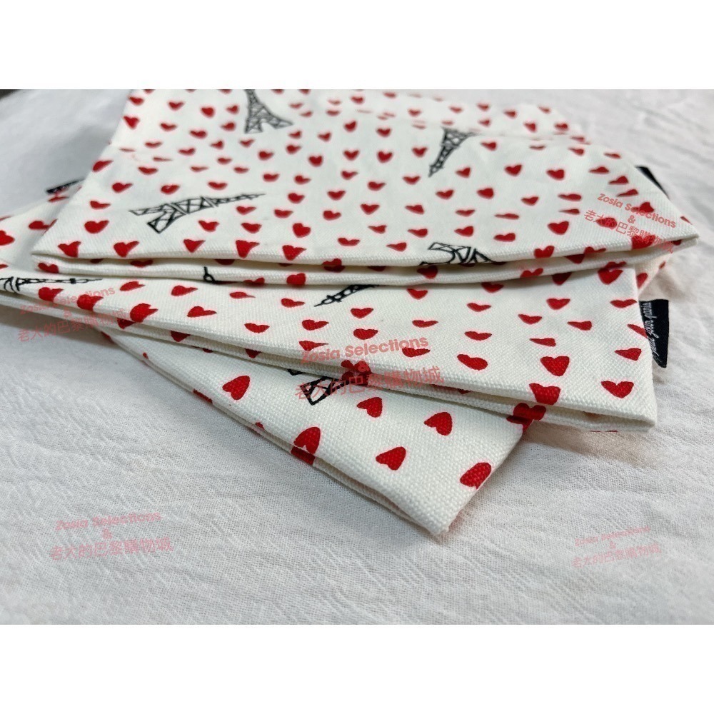 🇫🇷法國品牌 拉鍊收納包 化妝包 巴黎鐵塔 紅色愛心滿版 帆布手拿包 小物收納袋-細節圖4