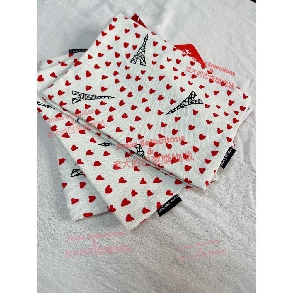 🇫🇷法國品牌 拉鍊收納包 化妝包 巴黎鐵塔 紅色愛心滿版 帆布手拿包 小物收納袋-細節圖5