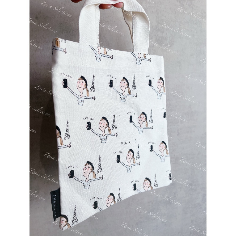 🇫🇷法國品牌 帆布包 女孩漫遊巴黎 滿版圖案 包包 提袋 肩背包-規格圖4