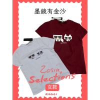 🇫🇷法國直送 Karl出清 女款 卡爾&amp;貓咪 金沙墨鏡 短袖上衣 T恤 卡爾Karl 老佛爺 250621