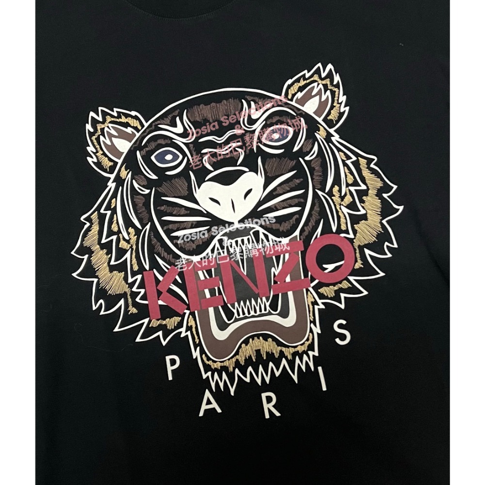 🇫🇷法國直送 Kenzo 男上衣 黃色虎頭粉色字 黑色上衣 短袖T恤 經典虎頭 街頭潮流 250706-細節圖3
