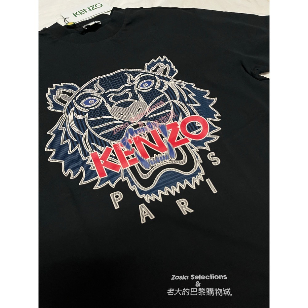 🇫🇷法國直送 Kenzo  男上衣 藍色虎頭 紅色字 黑色短袖T恤 經典虎頭 街頭潮流 250706-細節圖2