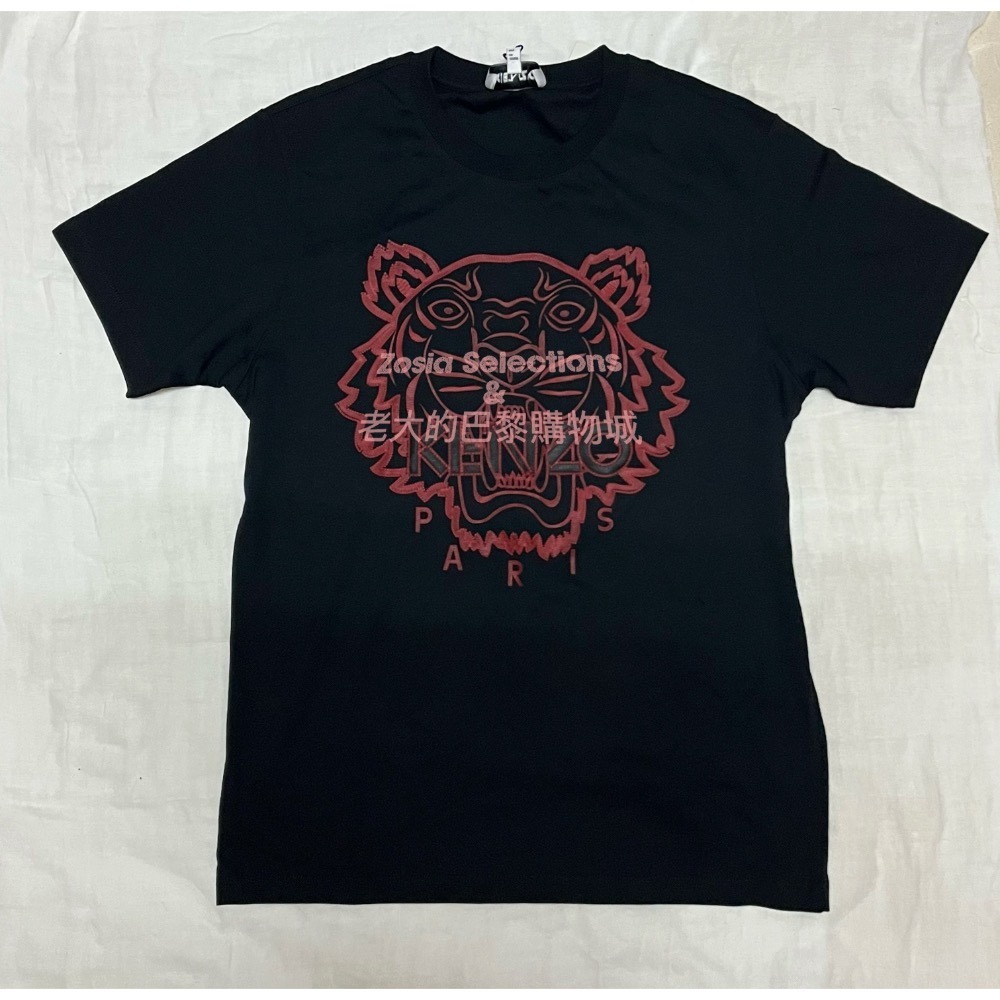 🇫🇷法國直送 Kenzo 男上衣 紅色線條 經典虎頭 黑色短袖T恤  街頭潮流 250706-細節圖3