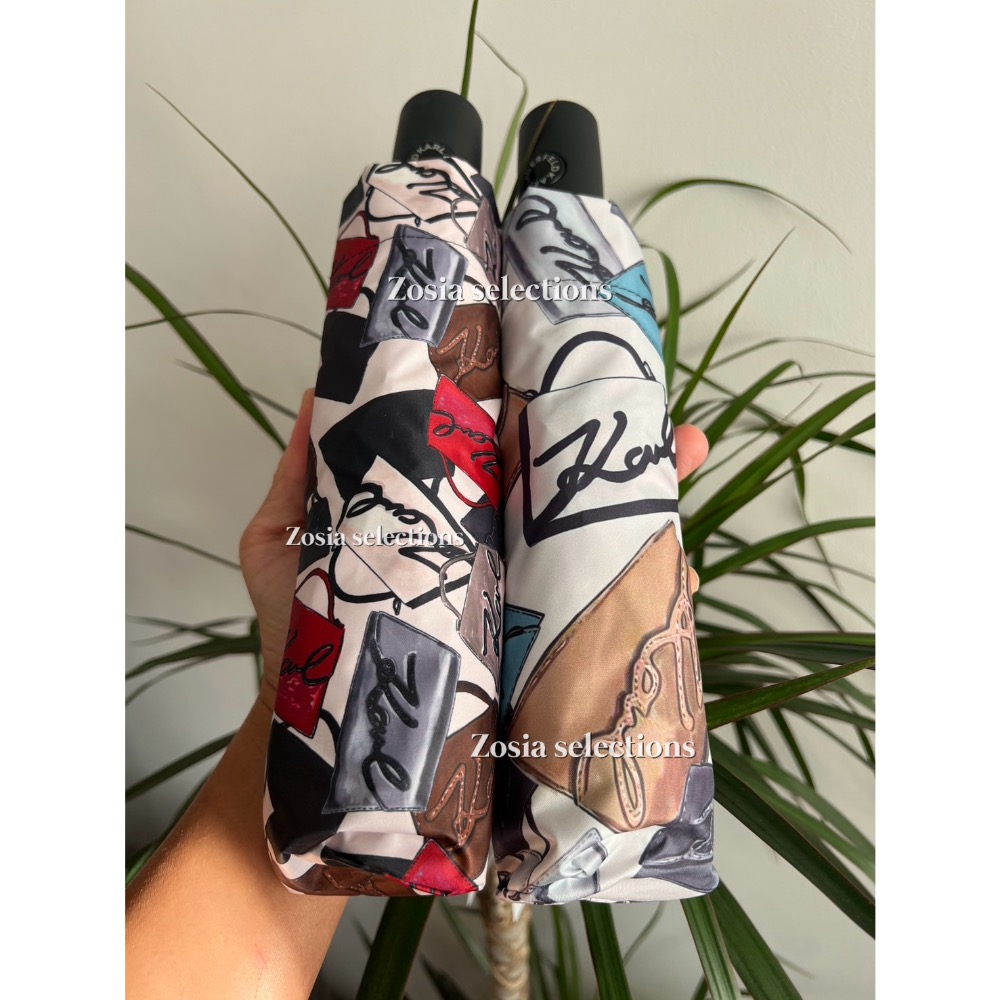 🇫🇷法國直送 Karl Lagerfeld 卡爾塗鴉雨傘 摺疊傘 自動雨傘 雨具 特色塗鴉樣式 方便收納-細節圖4