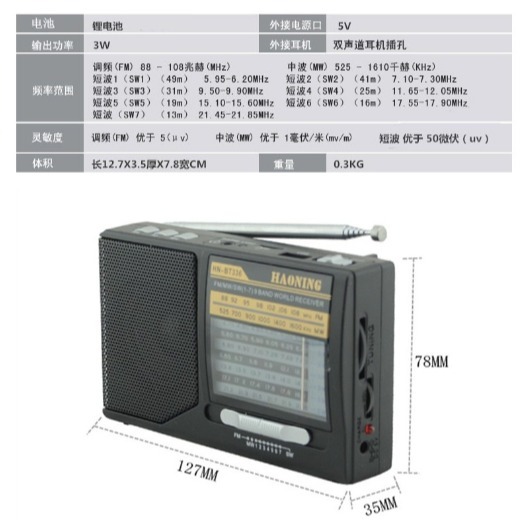 現貨 全波段收音機 加強版 MP3撥放器 多功能插卡音箱 收音機  FM 隨身聽 復古隨身聽 播放器 老人機-細節圖7