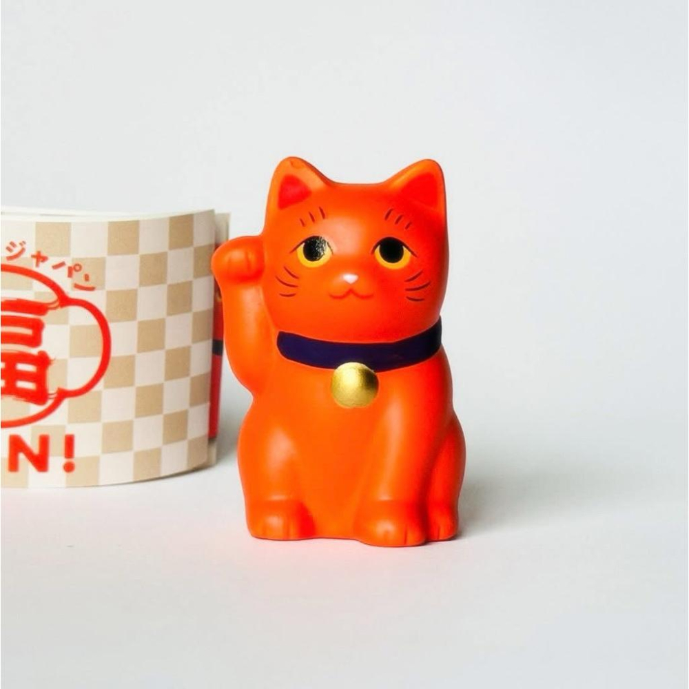 𝗕𝗘𝗔𝗠𝗦 𝗝𝗔𝗣𝗔𝗡 中外陶園 𝗖𝗛𝗨𝗚𝗔𝗜 𝗧𝗢𝗘𝗡 福𝗣𝗢𝗡! ちいさな 招き猫 橙 招財貓 橘色(小) 緣起物-細節圖2