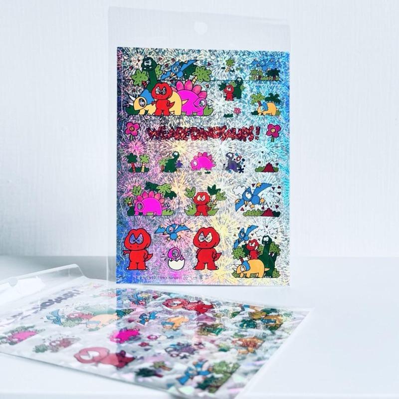 𝗦𝗮𝗻𝗿𝗶𝗼 𝗪𝗘 𝗔𝗥𝗘 𝗗𝗜𝗡𝗢𝗦𝗔𝗨𝗥𝗦! 日本 三麗鷗 我們是恐龍！閃貼 𝟭𝟵𝟵𝟯年 懷舊 復古 𝟵𝟬年代-細節圖2