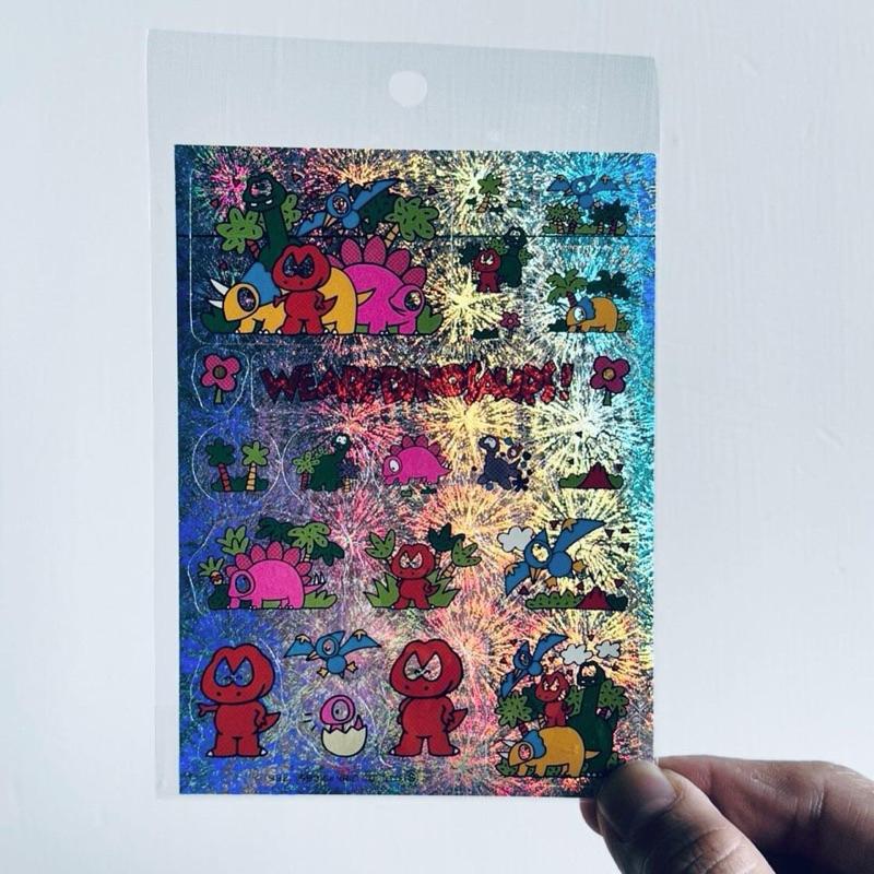 𝗦𝗮𝗻𝗿𝗶𝗼 𝗪𝗘 𝗔𝗥𝗘 𝗗𝗜𝗡𝗢𝗦𝗔𝗨𝗥𝗦! 日本 三麗鷗 我們是恐龍！閃貼 𝟭𝟵𝟵𝟯年 懷舊 復古 𝟵𝟬年代-細節圖5