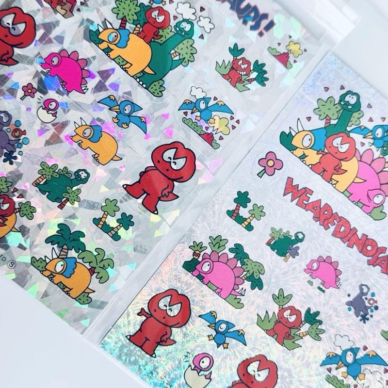 𝗦𝗮𝗻𝗿𝗶𝗼 𝗪𝗘 𝗔𝗥𝗘 𝗗𝗜𝗡𝗢𝗦𝗔𝗨𝗥𝗦! 日本 三麗鷗 我們是恐龍！閃貼 𝟭𝟵𝟵𝟯年 懷舊 復古 𝟵𝟬年代-細節圖7