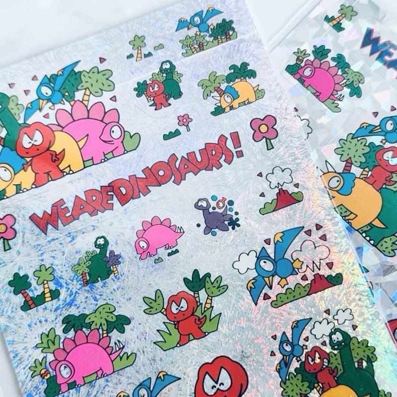 𝗦𝗮𝗻𝗿𝗶𝗼 𝗪𝗘 𝗔𝗥𝗘 𝗗𝗜𝗡𝗢𝗦𝗔𝗨𝗥𝗦! 日本 三麗鷗 我們是恐龍！閃貼 𝟭𝟵𝟵𝟯年 懷舊 復古 𝟵𝟬年代-細節圖8