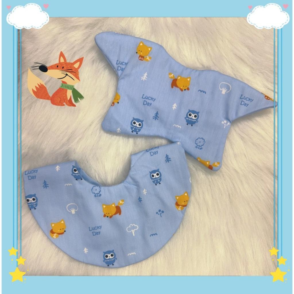 🍼小蔔頭手作🍼【純棉雙面圍兜】八層紗透氣防滲｜新生兒口水巾/圍兜 台灣製造~小狐狸&貓頭鷹款-細節圖2