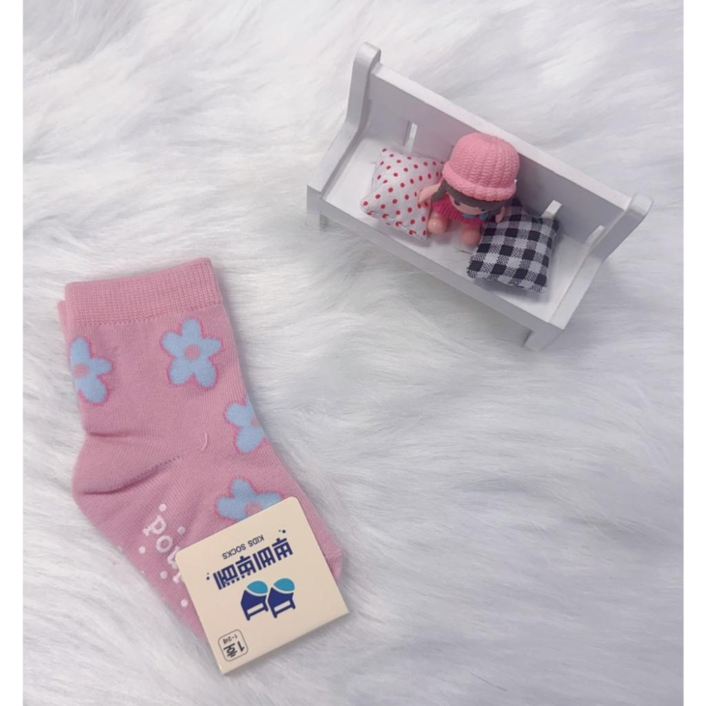 🍼小蔔頭韓國童襪🍼韓國製造 南大門童襪  Puopee幼童襪(1~2歲) 純棉防滑 可愛小花款-細節圖2