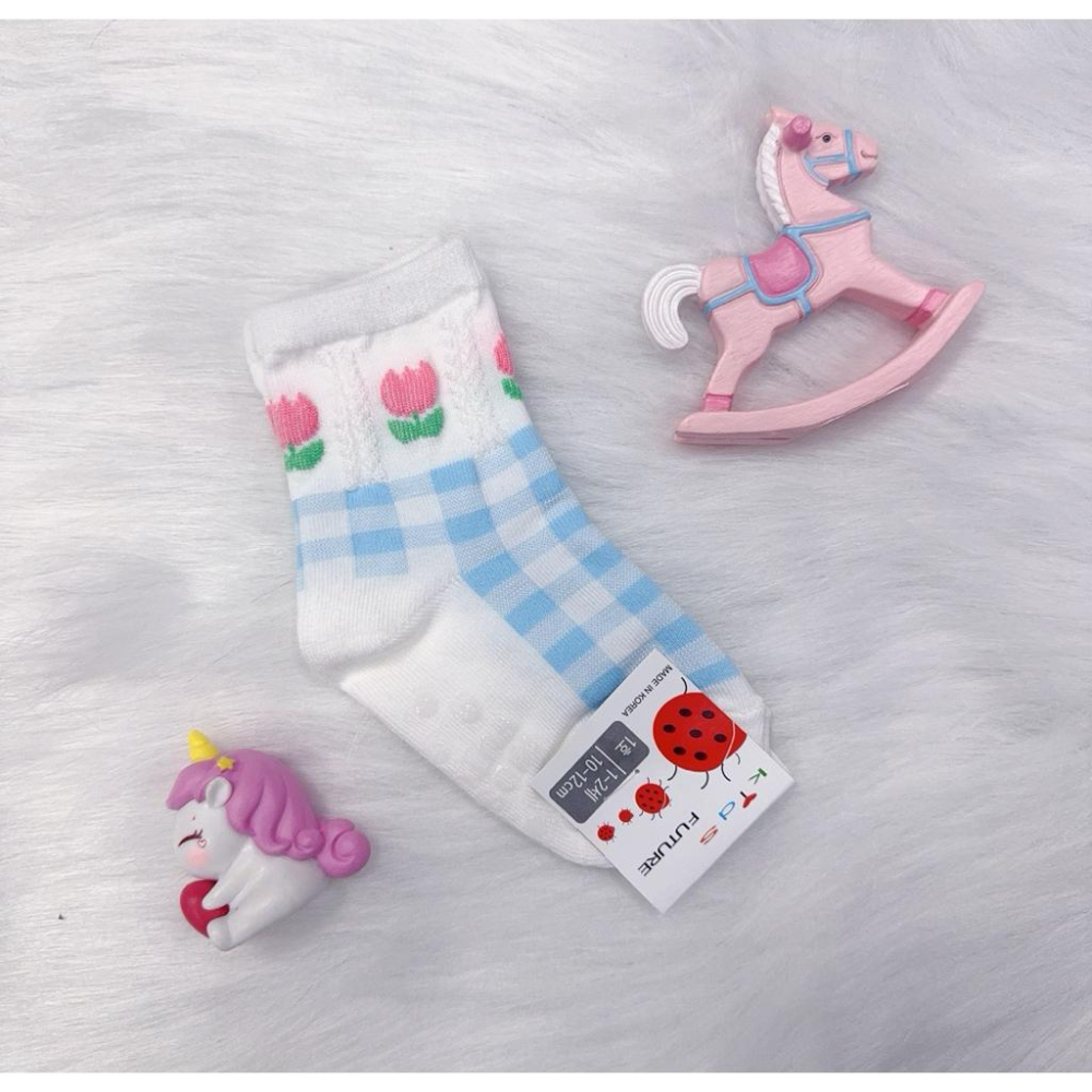 🍼小蔔頭韓國童襪🍼韓國製造 南大門童襪  FUTURE幼童襪(1~2歲) 純棉防滑 小花款/草莓款/櫻桃款-細節圖3