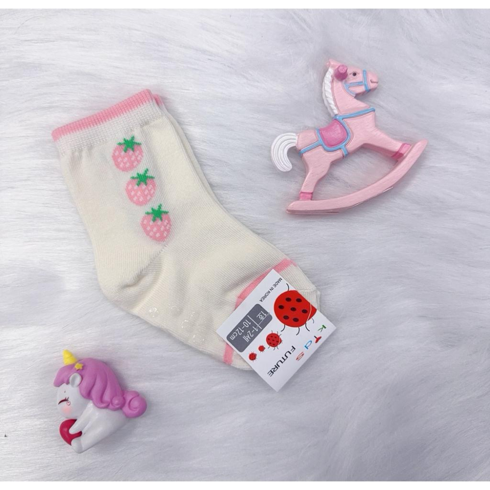 🍼小蔔頭韓國童襪🍼韓國製造 南大門童襪  FUTURE幼童襪(1~2歲) 純棉防滑 小花款/草莓款/櫻桃款-細節圖5