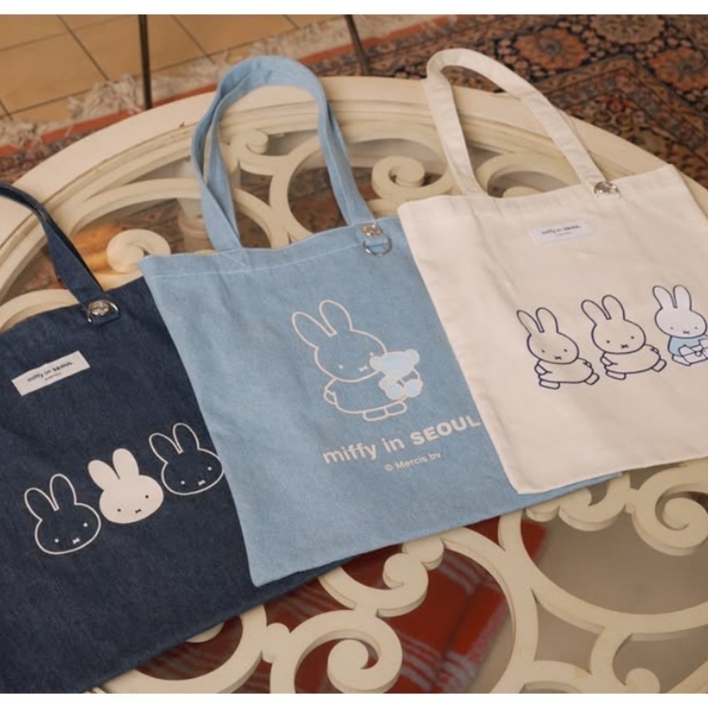 韓國首爾限定 牛仔米菲miffy 梅蘭妮melanie 波波熊boris 肩背帆布袋-細節圖5