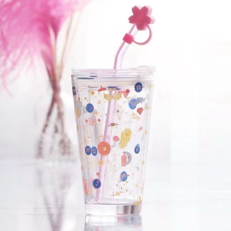 《全新現貨》玻璃水杯 刻度玻璃杯 吸管杯 環保杯 隨手杯 星空杯 星座 果汁杯 牛奶杯 咖啡杯 情侶杯 交換禮物-細節圖5