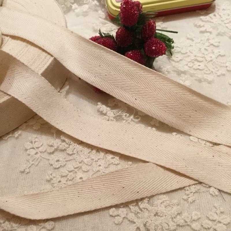 《全新現貨》米白色棉質人字帶 織帶 手作 手提包 拼布 包邊 手工藝 材料 布材 布料-細節圖2