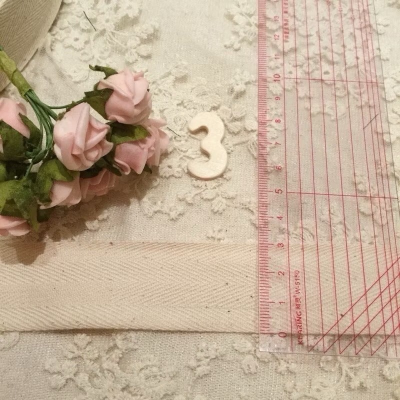 《全新現貨》米白色棉質人字帶 織帶 手作 手提包 拼布 包邊 手工藝 材料 布材 布料-細節圖3