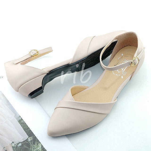 《現貨》瑪莉珍平底鞋 繞帶尖頭鞋 微跟 低跟 側邊簍空 V口繞帶側簍空尖頭鞋 涼鞋 婚禮鞋 伴娘鞋 喜酒鞋 工作鞋 面試-細節圖2