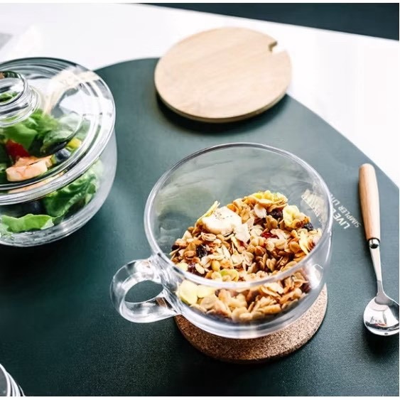 《全新現貨》耐熱玻璃杯 麥片杯 玻璃杯 奶茶杯 早餐杯 咖啡杯 優格杯 燕麥杯 微波爐 鋼化玻璃杯 馬克杯 水杯 廣口杯-細節圖2