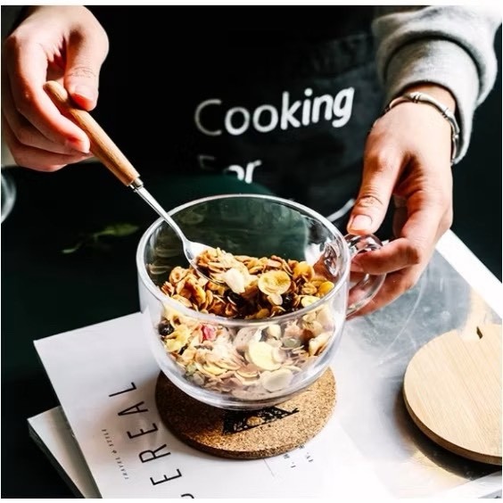 《全新現貨》耐熱玻璃杯 麥片杯 玻璃杯 奶茶杯 早餐杯 咖啡杯 優格杯 燕麥杯 微波爐 鋼化玻璃杯 馬克杯 水杯 廣口杯-細節圖3