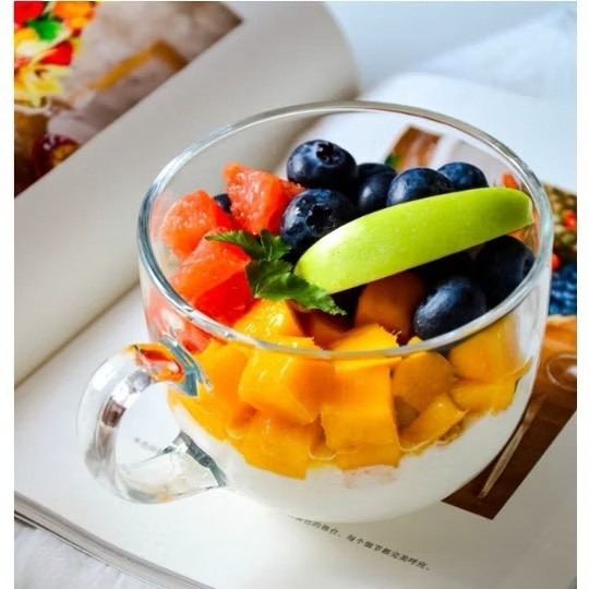 《全新現貨》耐熱玻璃杯 麥片杯 玻璃杯 奶茶杯 早餐杯 咖啡杯 優格杯 燕麥杯 微波爐 鋼化玻璃杯 馬克杯 水杯 廣口杯-細節圖4