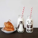日本製造 丸モ高木陶器 冷感變色動物牛奶玻璃瓶-規格圖6