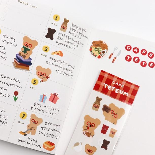 文青少女 ｜🇰🇷 韓國文創品牌 🍀  TETEUM ｜ 貼紙 造型貼紙 全系列代購 手帳貼紙 小熊貼紙 狗狗貼紙-細節圖8