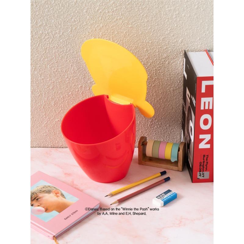 跨國失眠｜🇰🇷 韓國大創  小熊維尼 桌上型垃圾桶 桌上垃圾桶 辦公桌垃圾桶 辦公桌小型垃圾桶 掀蓋垃圾桶-細節圖2