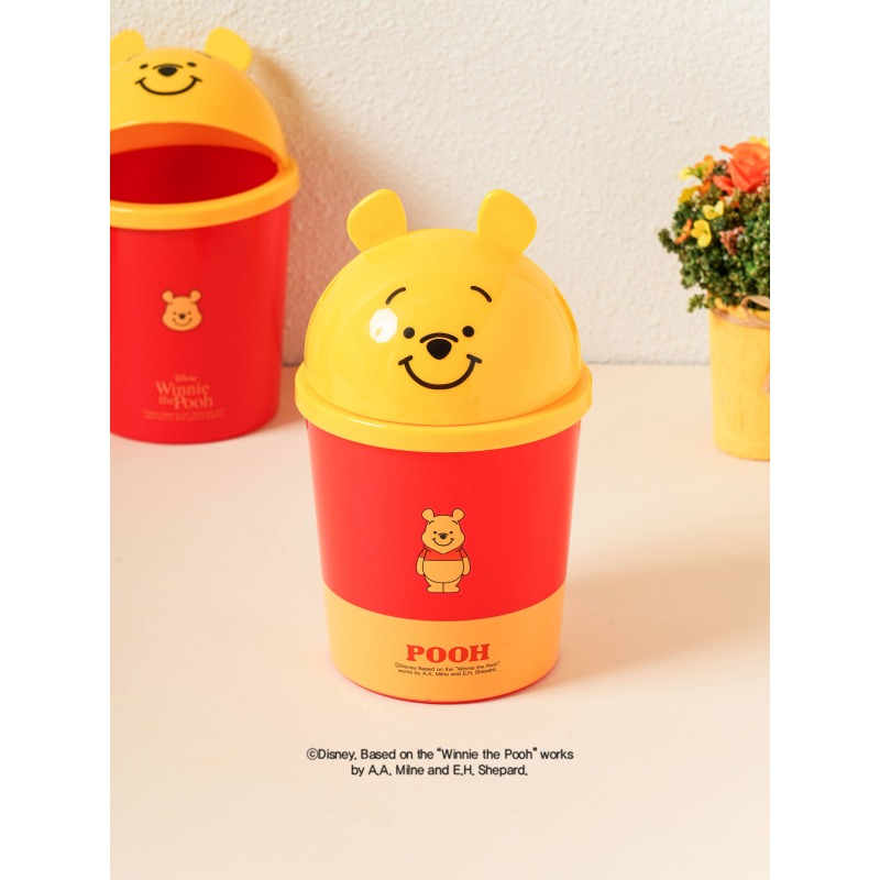 跨國失眠｜🇰🇷 韓國大創  小熊維尼 桌上型垃圾桶 桌上垃圾桶 辦公桌垃圾桶 辦公桌小型垃圾桶 掀蓋垃圾桶-細節圖6