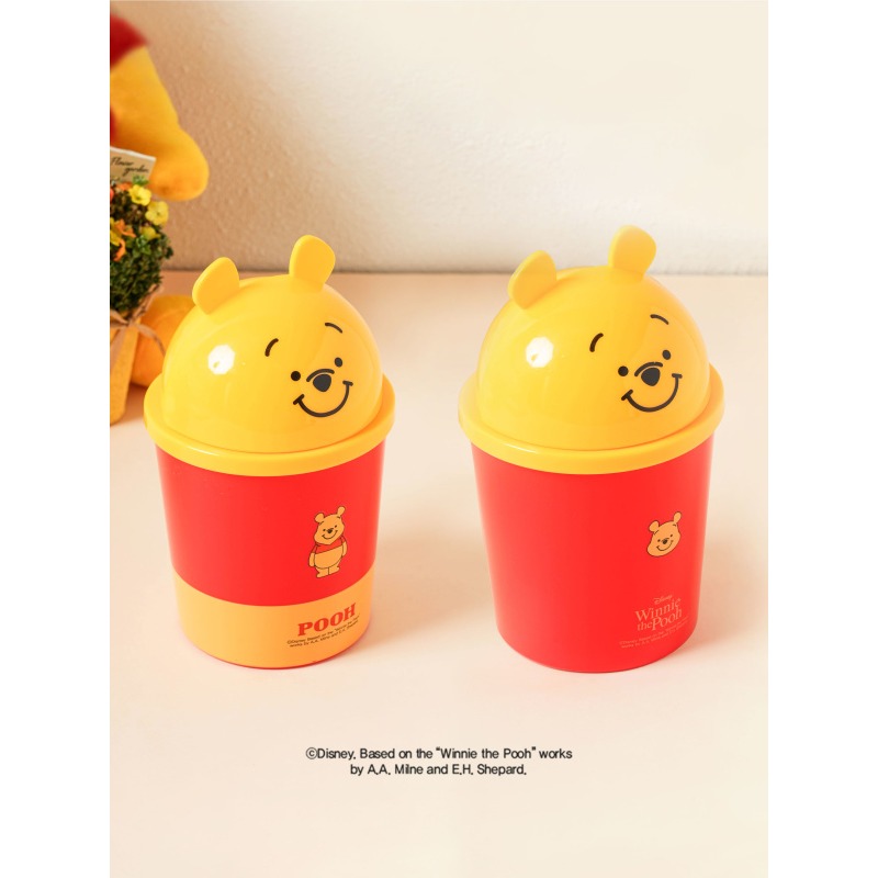 跨國失眠｜🇰🇷 韓國大創  小熊維尼 桌上型垃圾桶 桌上垃圾桶 辦公桌垃圾桶 辦公桌小型垃圾桶 掀蓋垃圾桶-細節圖7
