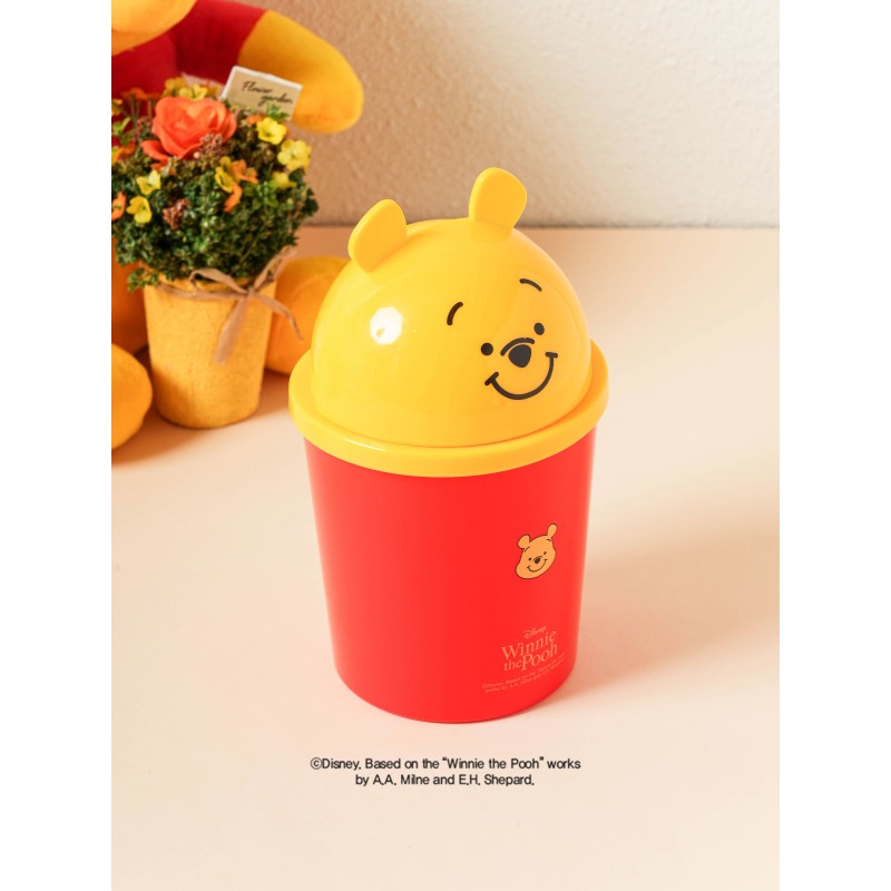 跨國失眠｜🇰🇷 韓國大創  小熊維尼 桌上型垃圾桶 桌上垃圾桶 辦公桌垃圾桶 辦公桌小型垃圾桶 掀蓋垃圾桶-細節圖8