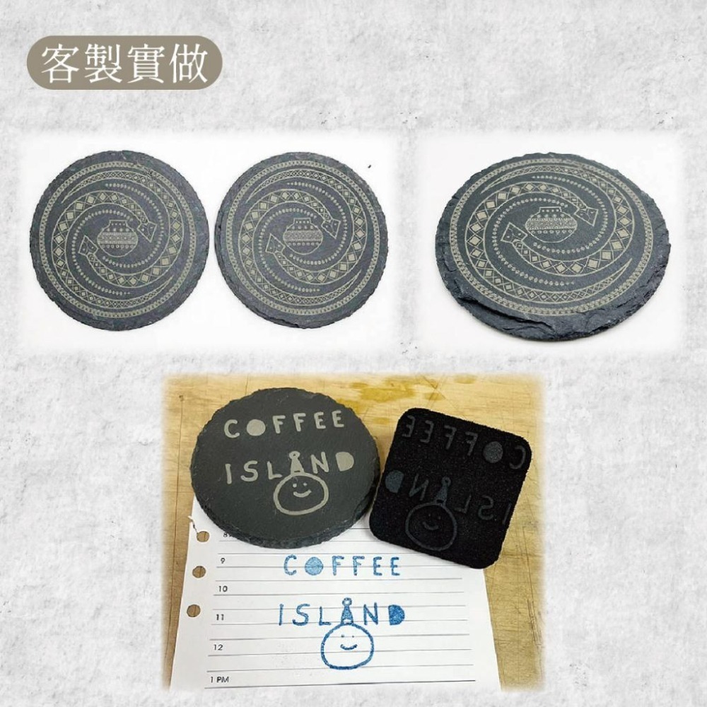 木淥雷射雕刻•客製日式石板杯墊｜天然岩石茶杯墊 雷射雕刻板岩杯墊-細節圖5