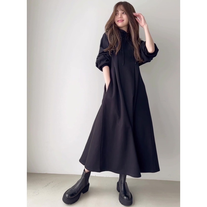 Anita Japan代購 🌸 日本GRL 長裙 洋裝 內裹毛 運動連帽連身裙 pm233-細節圖2