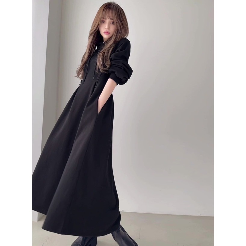Anita Japan代購 🌸 日本GRL 長裙 洋裝 內裹毛 運動連帽連身裙 pm233-細節圖4