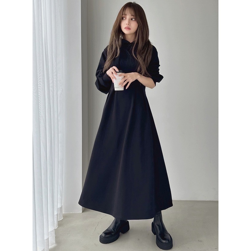 Anita Japan代購 🌸 日本GRL 長裙 洋裝 內裹毛 運動連帽連身裙 pm233-細節圖5