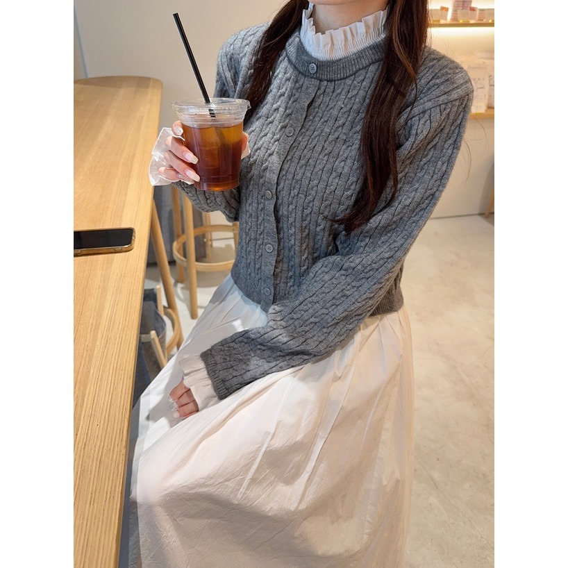 Anita Japan代購 🌸 日本 GRL 氣質甜美 荷葉邊 層次針織上衣 針織 長袖 短版 pm728-細節圖7