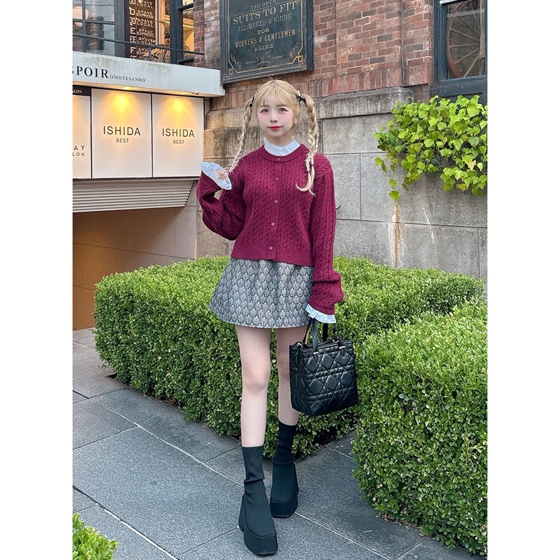 Anita Japan代購 🌸 日本 GRL 氣質甜美 荷葉邊 層次針織上衣 針織 長袖 短版 pm728-細節圖8