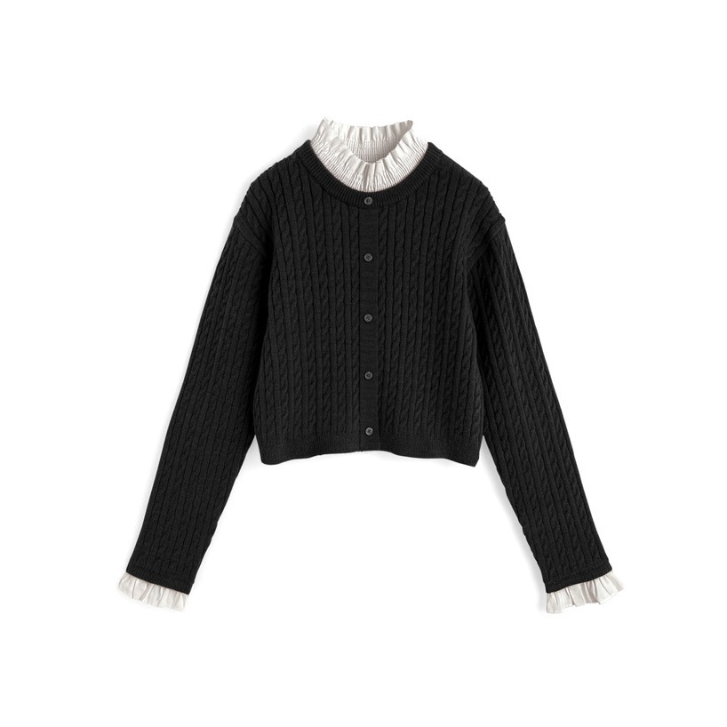 Anita Japan代購 🌸 日本 GRL 氣質甜美 荷葉邊 層次針織上衣 針織 長袖 短版 pm728-規格圖10