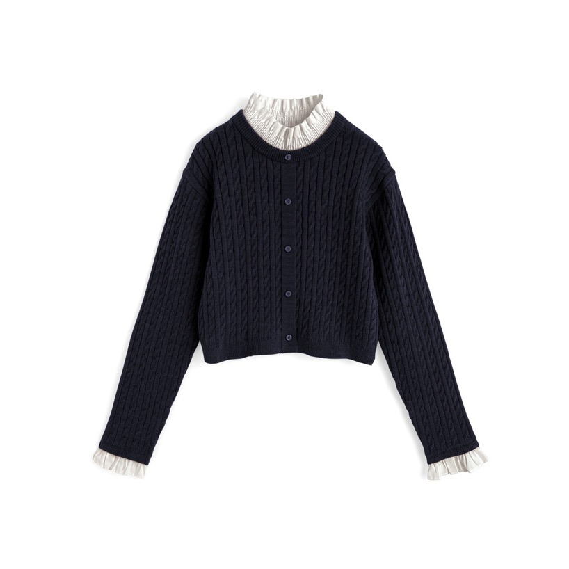 Anita Japan代購 🌸 日本 GRL 氣質甜美 荷葉邊 層次針織上衣 針織 長袖 短版 pm728-規格圖10