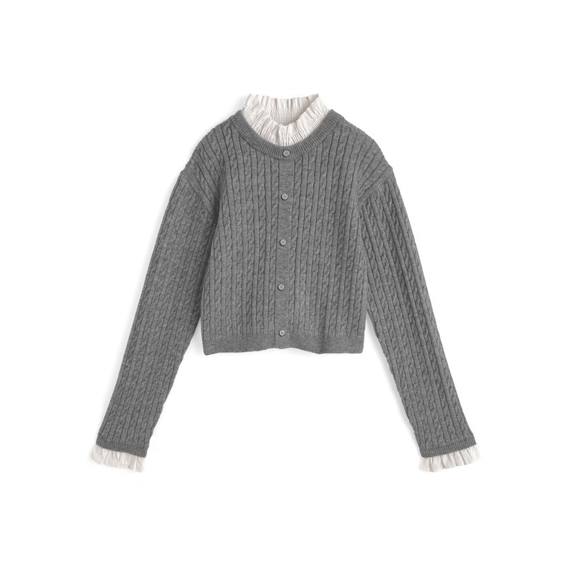 Anita Japan代購 🌸 日本 GRL 氣質甜美 荷葉邊 層次針織上衣 針織 長袖 短版 pm728-規格圖10