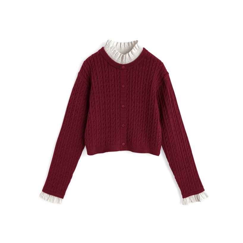 Anita Japan代購 🌸 日本 GRL 氣質甜美 荷葉邊 層次針織上衣 針織 長袖 短版 pm728-規格圖10